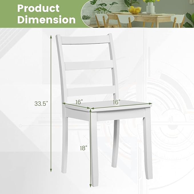 ERGOMASTER Wooden Dining Chairs Set of 4, Farmhouse Armless Wood Kitchen Chair with Back, Side Chairs for Dining Room, White