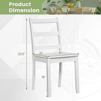 ERGOMASTER Wooden Dining Chairs Set of 4, Farmhouse Armless Wood Kitchen Chair with Back, Side Chairs for Dining Room, White
