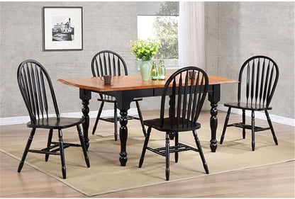 Pemberly Row Dining Side Chairs, 38" H Solid Rubberwood, Black and Cherry Finish, Set of 2, Vintage American Style, Comfortable Farmhouse Kitchen or Dining Room Seating, No Assembly Required