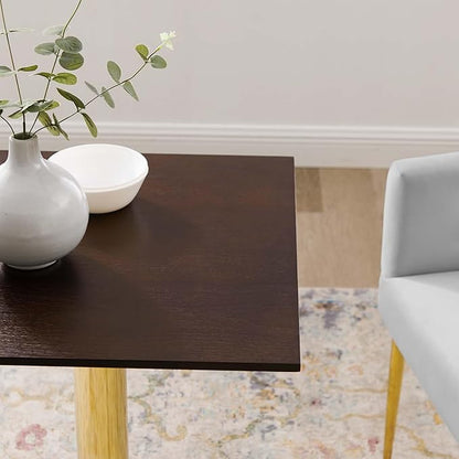 Modway Verne Square Wood Grain 24" Dining Table in Gold Cherry Walnut
