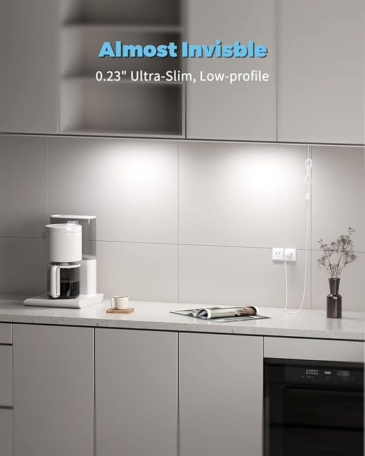 ASOKO HOME Dimmable Wired Under Cabinet Lighting - 2 Pack of 12-Inch Cold White 6000K Linkable USB LED Lights for Kitchen, Desk, Sink, and Workbench