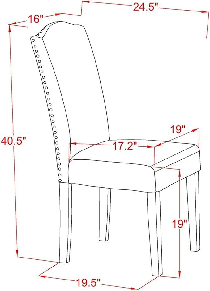 East West Furniture ENP2T06 Encinal Parson Dining Chairs - Nailhead Trim Dark Shitake Linen Fabric Padded Chairs, Set of 2, Linen White