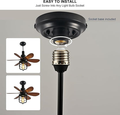 Garwarm 20IN Ceiling Fans with Lights, Socket Fan Light with Remote, Screw in Ceiling Fan in Light Socket Small Ceiling Fan for Garage,Bedroom, Kitchen, Living Room(Bulb not Included)