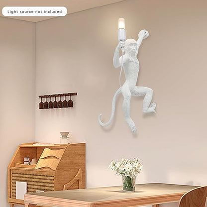 Monkey Wall Lingt, Creative Monkey Shape Plug in Wall Sconces, Industrial Retro Indoor Decorative Animal Light Fixture for Bedroom, Living Room, Childrens Room and Home Decoration