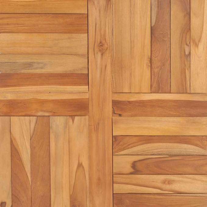 Solid Teak Wood Table Top 27.6 x 27.6 in Square Dining Countertop Sandblasted Brown Finish Indoor Outdoor Kitchen Island Bar Tops for Garden Bistro Café Home