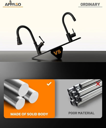 APPASO Oil Rubbed Bronze Kitchen Faucet with Pull Down Sprayer, Antique Bronze Single-Handle High Arc Single Hole, cUPC-Certified Pull-Out Hose, Water Supplies and Valve Core