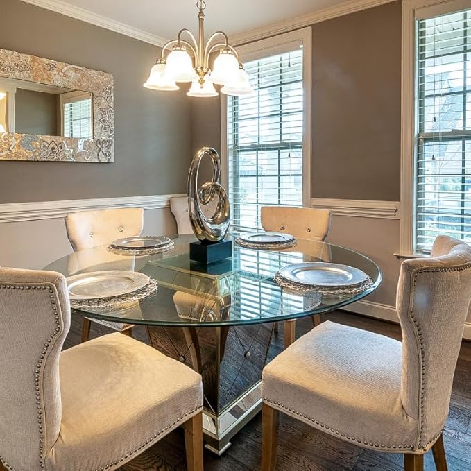Royalty 54" Inch Round Tempered Glass Table Top – Clear Table Top Glass – Useful for Replacement, Tabletop Protector, Patio, Dining, Coffee, Desks - 1/4" Thick Flat Polished Edge