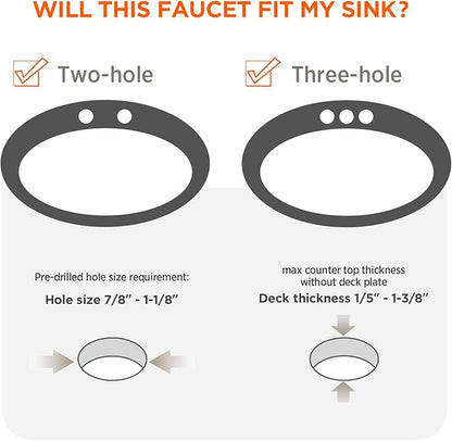 Bathroom Sink Faucets 2/3 Hole,Brushed Nickel Dual Handles 4 inch Plastic Plating Over Bathroom Faucet with Pop-up Drain and 2 Supply Hoses for Apartment Rvs Sink Vanity