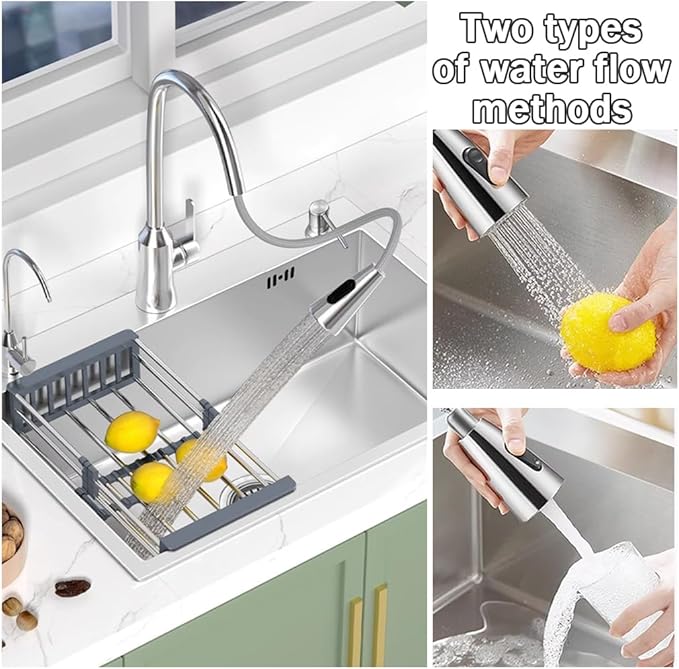 31.5 * 17.7in Drop In Kitchen Sink,Silver Gray Stainless Steel Single Bowl Sink,Topmount Workstation Sink With Pull Out Faucet,Soap Dispenser And Drain Basket