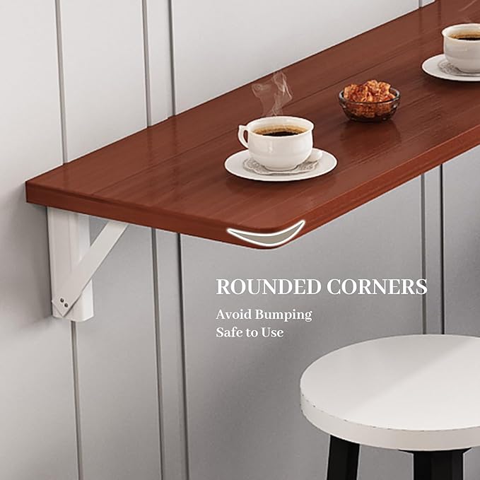 Hanging Home Narrow Long Table Wall Desk Fold Wall Table Wall Hanging Dining Table Kitchen Restaurant Home Bar Work Table Folding Table Bar Tables Workbench Easy to Install Space Saving(Light Walnut,5