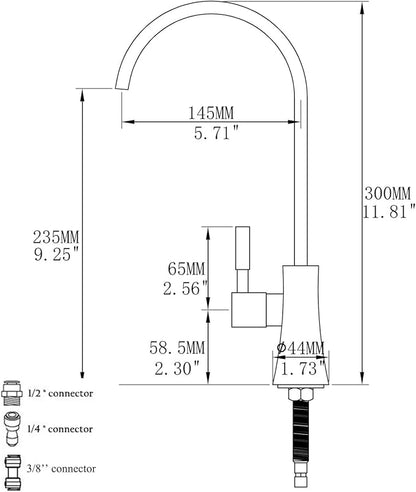 EKRTE Stainless Steel Drinking Water Faucet, Filtered Water Reverse Osmosis RO Faucet for Kitchen Sink, Brushed Nickel Reverse Osmosis Tap for Kitchen Sink
