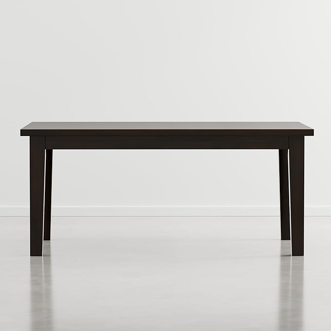 SIMPLIHOME Eastwood Dining Table - 66 inch Wide Solid Wood Rectangular Dinner Table in Deep Brown, Contemporary Dining Room Table with Thick Top and Tapered Legs, Seats 6