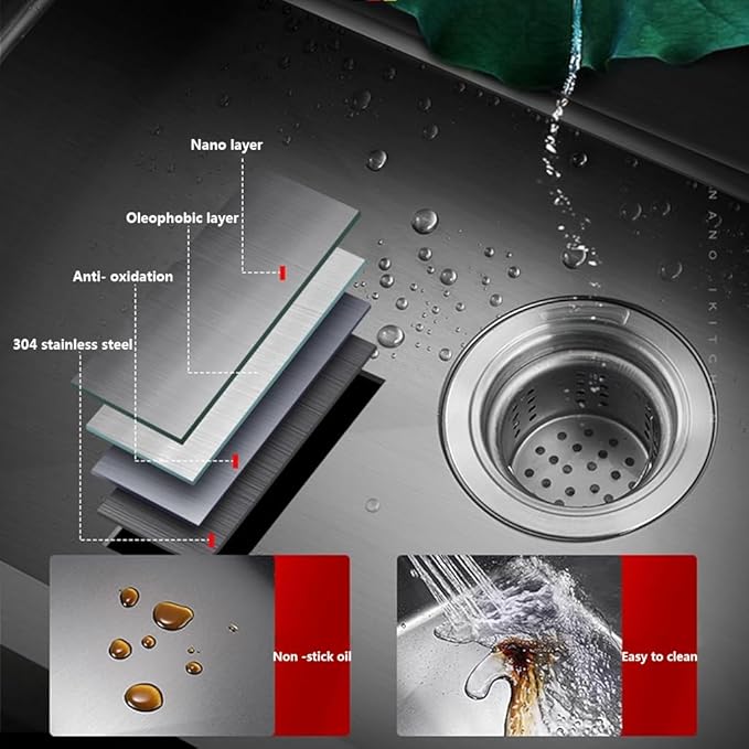 Black Stainless Steel Kitchen Sink, Single Bowl Kitchen Sink, Drop In/Topmount Workstation Sink with Sliding Accessories, Farmhouse Workstation Sink with Multiple Accessories (31.5 x 17.7in)