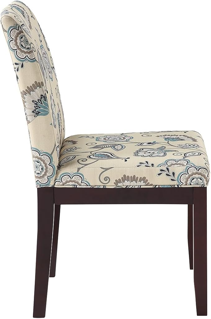 OSP Home Furnishings Dakota Upholstered Parsons Dining Chair with Espresso Finish Wood Legs, Avignon Sky