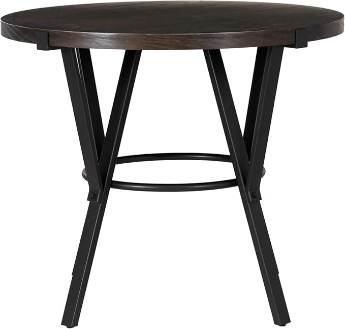 Powell Mikka Black and Brown Five Piece Round Counter Height Dining Pub Set with Swivel Seats