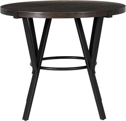 Powell Mikka Black and Brown Five Piece Round Counter Height Dining Pub Set with Swivel Seats