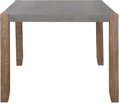 Alaterre Furniture Newport Dining Table for 4 – Rustic Industrial 48” x 30” Kitchen Table with Faux Concrete Gray Top & Solid Wood Legs