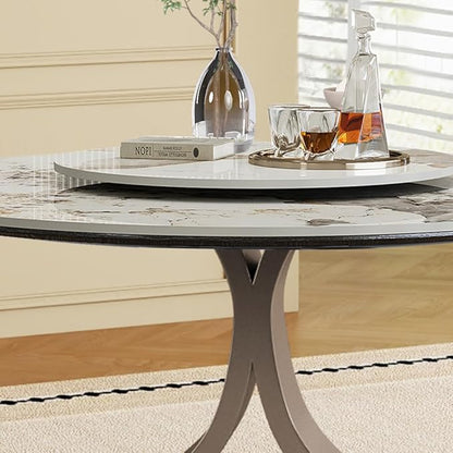 Modern Sintered Stone Dining Table for 4-6, Luxury Rectangular Kitchen Dinette with Faux Marble Top & Heavy-Duty Metal Legs, Heat-Resistant Furniture for Dining Room (59" + 4 Chairs)