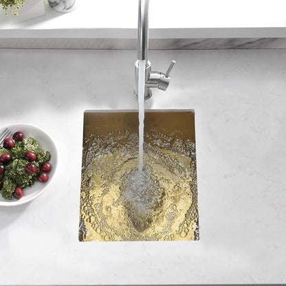 Gold Bar Sink Undermount,Wesliv 12x16 Inch Small Bar Sink Gold Undermount Kitchen Sinks Wet Bar Prep 16 Gauge Stainless Steel Single Bowl Rv Sinks with Bottom Grid