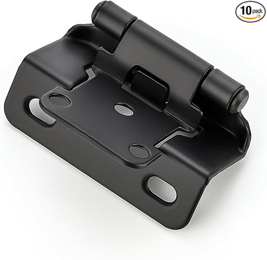 Ravinte 10 Pack 5 Pairs Semi-Overlay 1/2 inch Self-Closing Face Frame Cabinet Hinges Matte Black Half Wrap-Around Kitchen Door Hinges Face Mount Cabinet Hardware