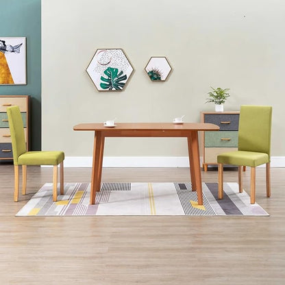 Modern Farmhouse Dining Chairs Set of 2 Green Fabric Upholstered Seats with Solid Rubber Wood Frame for Kitchen Dining Room Comfortable Accent Furniture