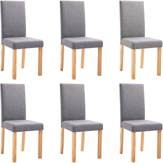 Light Grey Dining Chairs Set of 6 Modern Rubberwood Frame with Upholstered Fabric Seat 20.1x16.5x37.4 in Ergonomic Backrest for Kitchen Dining Room or Living Room