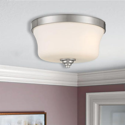 Minka Lavery 4927-84 Shyloh Flush Mount, 2-Light, 120 Total Watts, 13.75-in H x 7.75-in W, Brushed Nickel