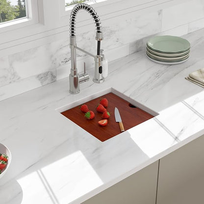 15 Undermount Kitchen Sink - Beslend 15x15 Inch Under Counter Sinks Stainless Steel Ledge Workstation Bar Prep Sink 16 Gauge Single Bowl