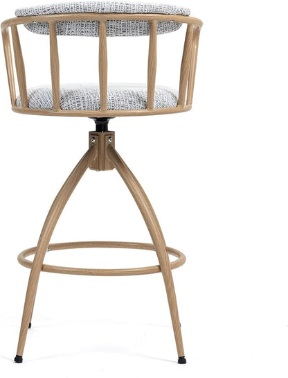 26'' Swivel Counter Height Bar Stool, Set of 2- Fabric Seat with Water Transfer Printed Metal Frame, Modern Industrial Design Bar Chairs for Kitchen Island, Dining Room,for Living Room