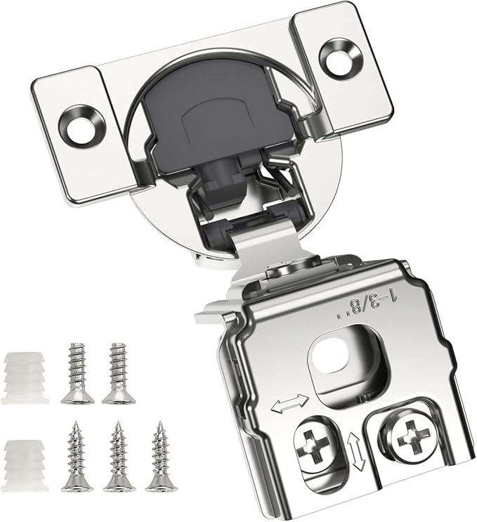 Chibery 8 Pack 1-3/8" Overlay 3D Soft Close Concealed Hinge for Face Frame Door, Smooth Slow Self Closing Hinges, Satin Nickel, Hidden 105° Open Angle Stainless Steel Hinge for Kitchen Cabinet Door