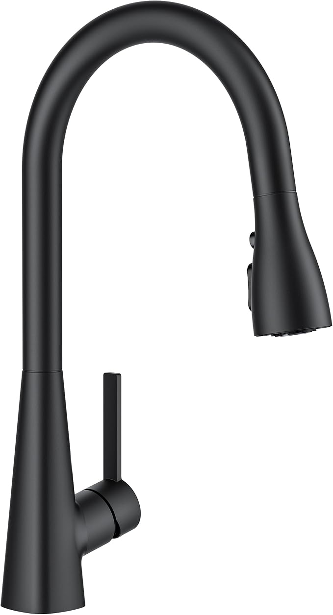 FORIOUS Black Kitchen Faucet with Pull Down Sprayer, Classic High Arc Stainless Steel Faucet for Kitchen Sink, Single Handle for 1 or 3 Hole Decks for RV Bar Farmhouse Laundry Camper
