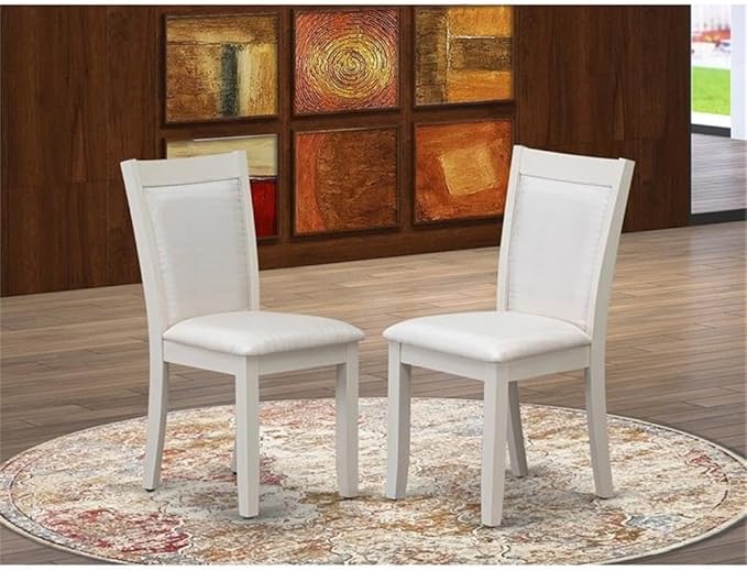 East West Furniture MZC0T01 Monza Parson Dining Chairs - Cream Linen Fabric Upholstered Chairs, Set of 2, Wirebrushed Linen White