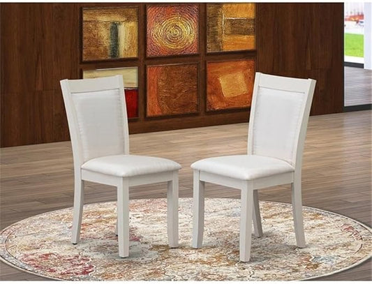East West Furniture MZC0T01 Monza Parson Dining Chairs - Cream Linen Fabric Upholstered Chairs, Set of 2, Wirebrushed Linen White