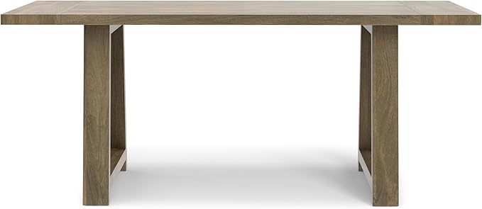 SIMPLIHOME Whitley Dining Table - 72 inch Wide Solid Mango Wood Rectangular Table in Grey Wash, Modern Farmhouse Style for Dining Room or Kitchen with Extra-Thick Trestle Base, Seats 6