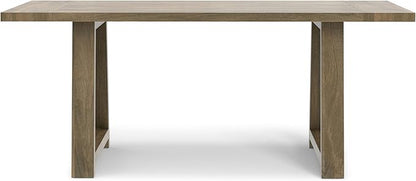 SIMPLIHOME Whitley Dining Table - 72 inch Wide Solid Mango Wood Rectangular Table in Grey Wash, Modern Farmhouse Style for Dining Room or Kitchen with Extra-Thick Trestle Base, Seats 6