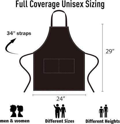 NOBONDO 12 Pack Bib Apron - Unisex Black Apron Bulk with 2 Roomy Pockets Machine Washable for Kitchen Crafting BBQ Drawing
