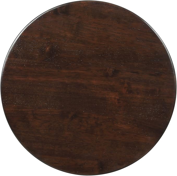 Linon Zeke Walnut Solid Wood Backless Round Counter Stool with 24 Inch Seat Height