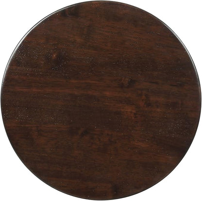 Linon Zeke Walnut Solid Wood Backless Round Counter Stool with 24 Inch Seat Height