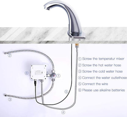 Charmingwater Touchless Bathroom Sink Faucet, Motion Automatic Sensor Faucet with Hole Cover Plate, Chrome