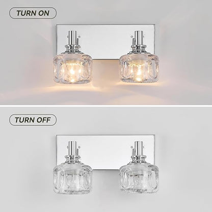 Chrome Vanity Light 2 Lights Vanity Lights for Bathroom Light Fixtures(13.3inches in Length)