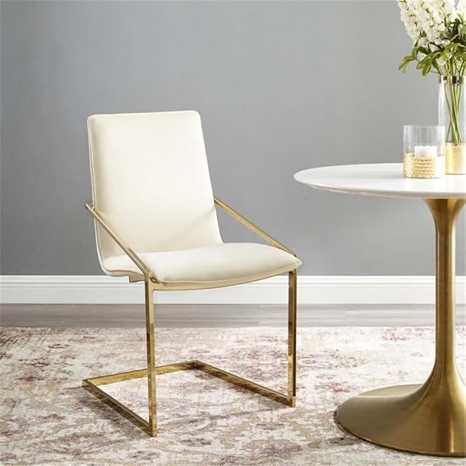 Modway Pitch Performance Velvet Dining Armchair, Gold Ivory
