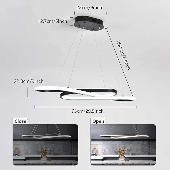 29.53“ Modern Led Pendant Light Fixtures, 3000K-6500K Color Changing Modern Led Pendant Light Kitchen Island, Adjustable Height Kitchen Island Lights Fixtures for Dining Room Kitchen Bedroom Sink
