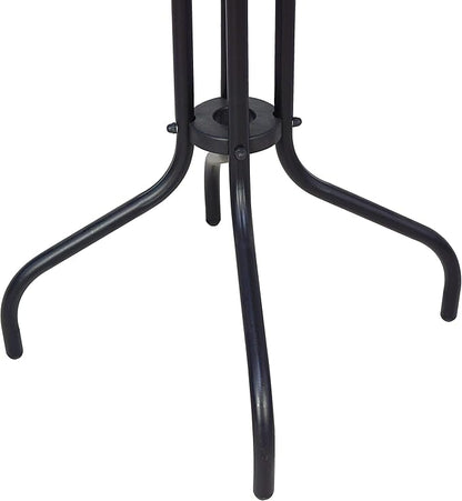 BTEXPERT Set of 2, Indoor Outdoor 28" Square Tempered Glass Metal Restaurant Table Brown Rattan Trim