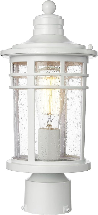 Darkaway Outdoor Post Lights Lamp Posts Outdoor Lighting, Waterproof Aluminum Post Lights Outdoor Light Fixtures with Glass, Light Posts for Outside Patio Yard (1 Pack, White)