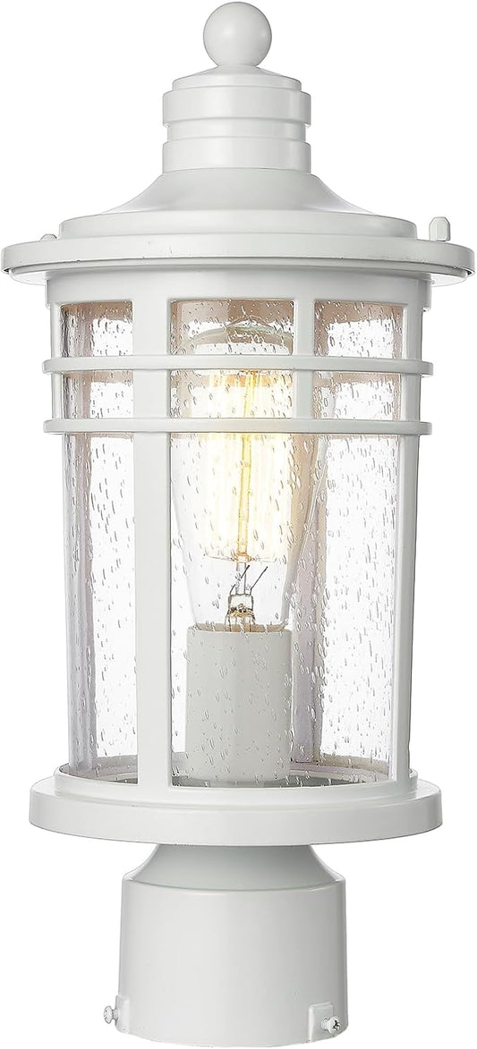 Darkaway Outdoor Post Lights Lamp Posts Outdoor Lighting, Waterproof Aluminum Post Lights Outdoor Light Fixtures with Glass, Light Posts for Outside Patio Yard (1 Pack, White)