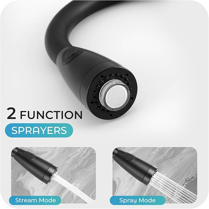 LED Kitchen Faucet with Pull Down Sprayer - Matte Black Single Handle Kitchen Faucets, High Arc Stainless Steel Pull Out Kitchen Sink Faucet with Deck for RV Laundry Farmhouse Bar