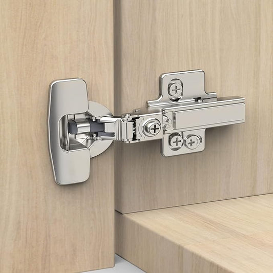 Chibery 50 Pack Frameless Half Overlay Soft Close Concealed European Hinges, Self Closing Satin Nickel, 105 ° Open Angle 4D Adjustment, Speed Control, Clip On, Stainless Steel for Cabinet Door