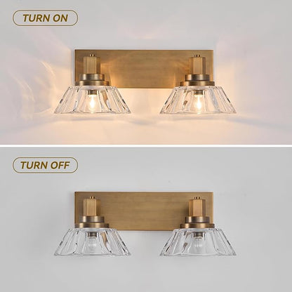 Vintage Vanity Lights 2-Light Bathroom Light Fixtures Antique Brass Vanity Light for Bathroom(7.7pounds)