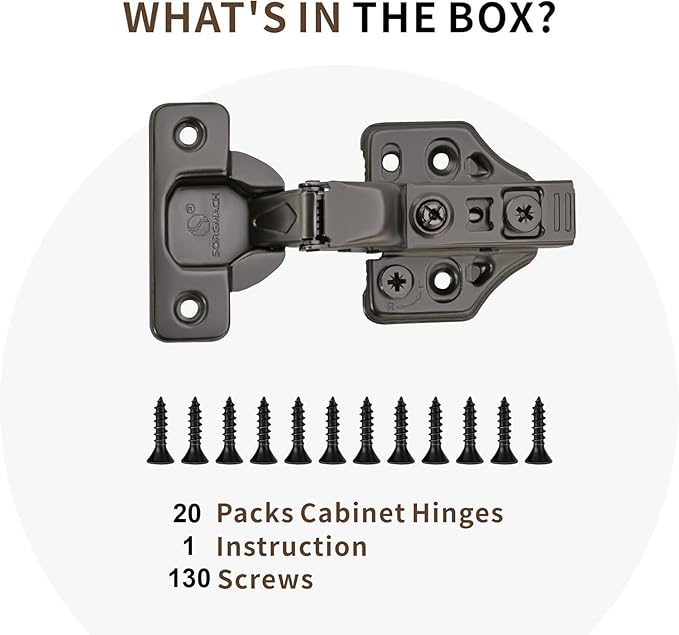20 Pack Inset Overlay Soft Close Cabinet Hinges 105° Frameless 3 Way Adjustable Soft Close Hinges for Cabinet Doors Kitchen Cabinet Door Hinges with Screws