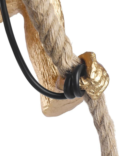 Vintage Monkey Pendant Light, 13.7 * 28.3in Industrial Retro Ceiling Pendant Lamp Fixture Vintage Resin Hemp Rope Chandelier Ceiling Pendant Lamp for Kitchens Corridors Bedrooms Dining Rooms